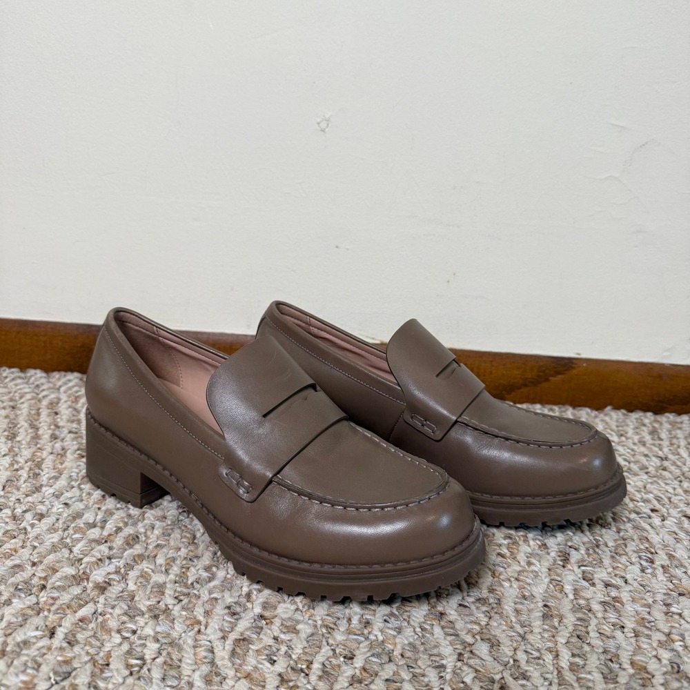 Cole Haan Camea Irish Coffee Leather Lug Sole Penny Loafers Brown Women's 8.5B